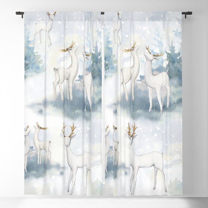 Snowy Winter Forest Blackout Curtain