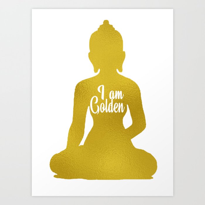 Golden Buddha on White Art Print