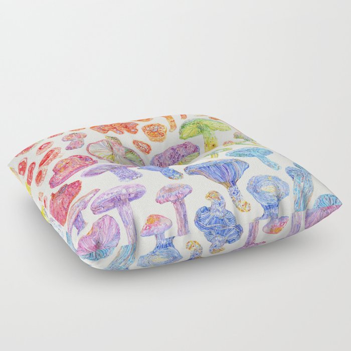 Wild Mushroom Rainbow - Neutral Floor Pillow
