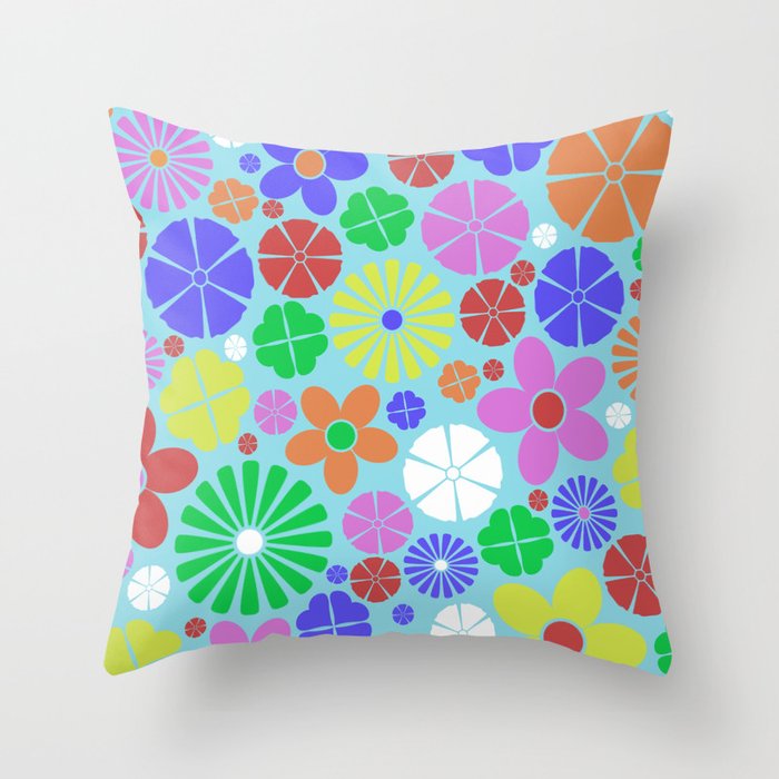 Colourful Colorful Flowers Pattern Throw Pillow