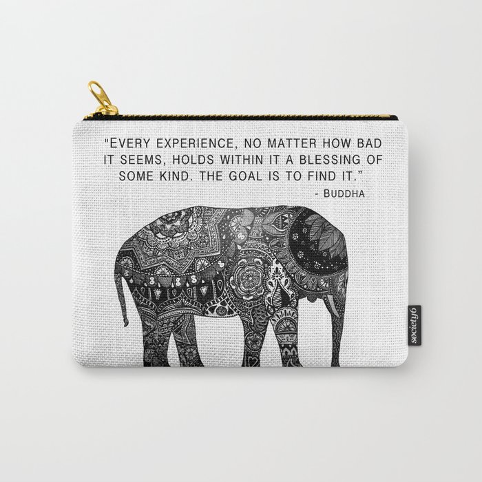 Buddha Quote with Henna Elephant Carry-All Pouch