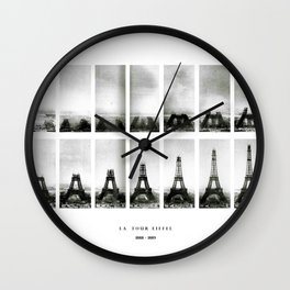 1888-1889 Eiffel Tower Full Construction Sequence black and white photography Wall Clock
