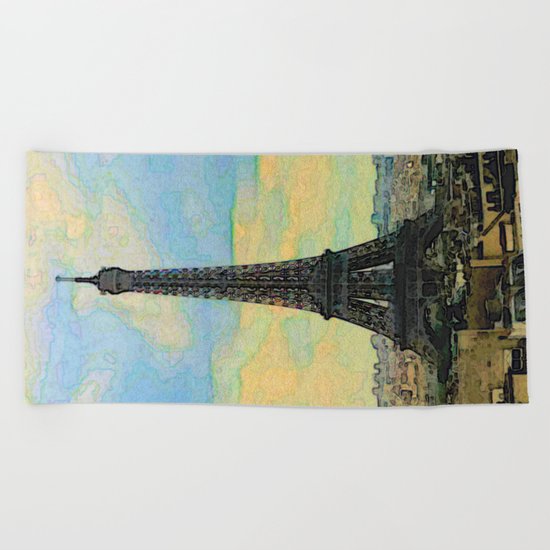 Watercolor Dream of Paris Beach Towel