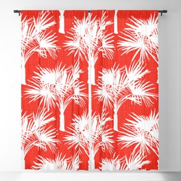 70’s Palm Springs Trees White on Red Blackout Curtain