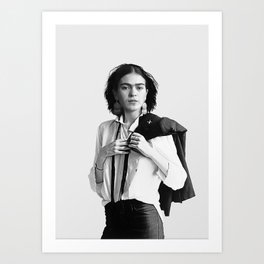 Frida Kahlo Wearing White Shirt Art Print