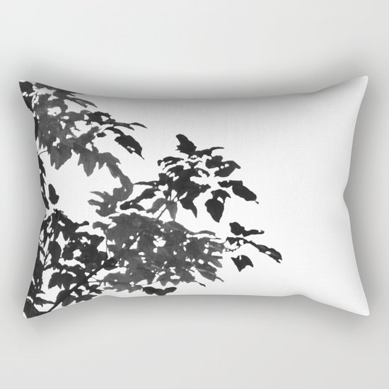 Leaves Silhouette - Black & White Rectangular Pillow