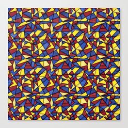 stained glass style geometric pattern in blue, yellow and red colors Canvas Print