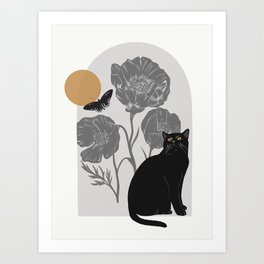 Cat & Butterfly Art Print