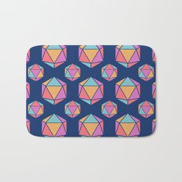 Color Blocked D20 - Icosahedron for Gamer Nerds, Colorful on Blue Bath Mat | Graphicdesign, Tabletop Game, Icosahedron, Role Play, Triangles, D And D, Purple, Pattern, Yellow, Dnd 