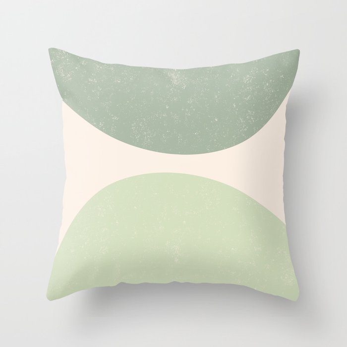 Mid Century Modern Green Arches Beige Green Neutral Scandinavian Minimalist Design Throw Pillow