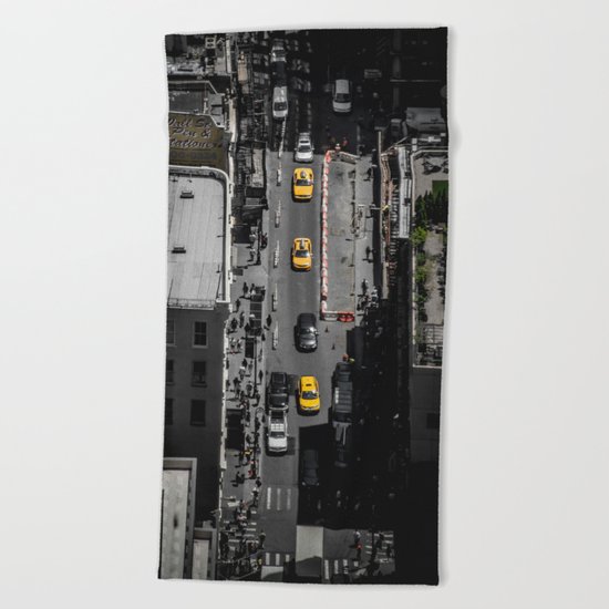 Yellow Cab from Above - Original #society6 exclusive Beach Towel
