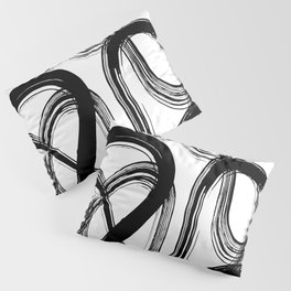 Wavy Brush Strokes - Black & White Pillow Sham