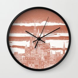 Jupiter Celestial City Wall Clock | Illustration, Space, Astronomy, Cityscape, City, Palace, Royal, Flag, Buildings, Rooftop 