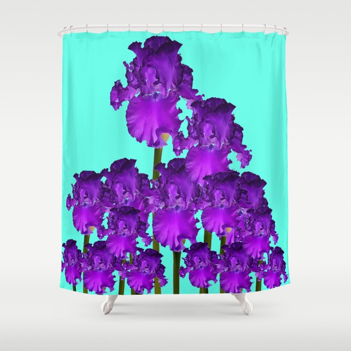 Contemporary Blue &  Purple Iris Garden Art Shower Curtain
