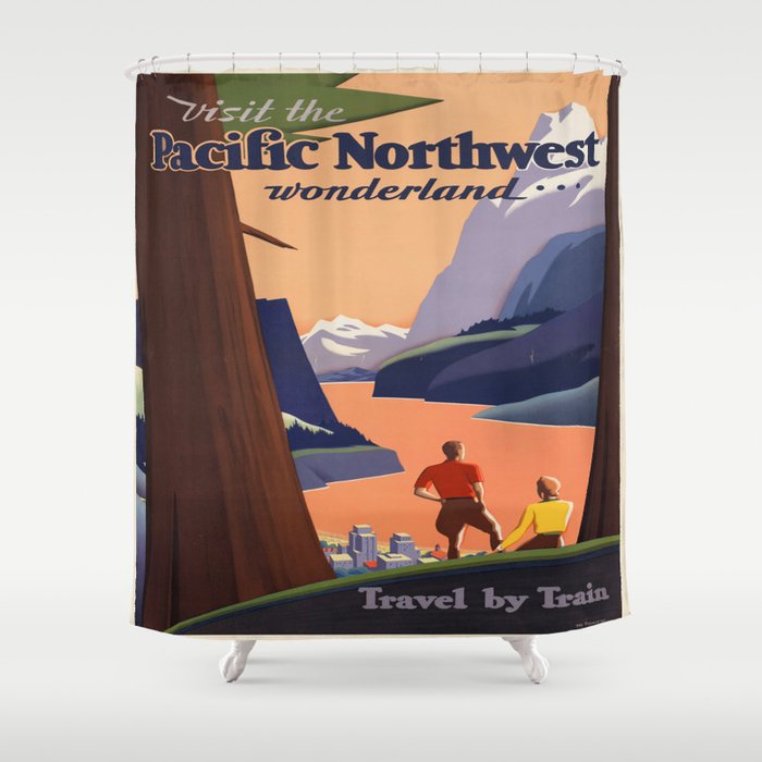 Vintage poster - Pacific Northwest Shower Curtain