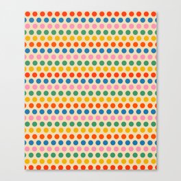 Polka Dot Stripes Pattern in Retro Rainbow Colors  Canvas Print