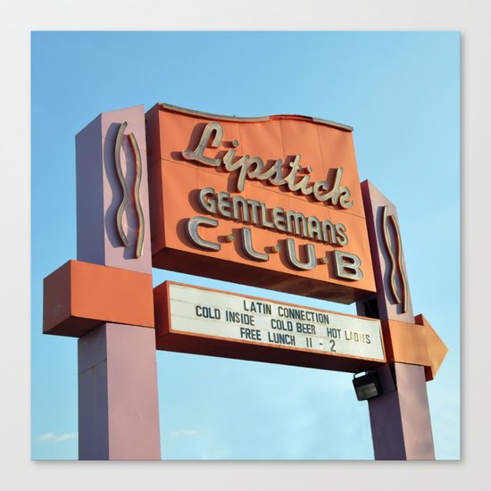 Lipstick Gentleman's Club (Square) Canvas Print