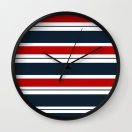 Red, White, and Blue Horizontal Striped Wall Clock
