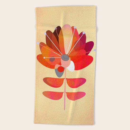 Red Flower Beach Towel