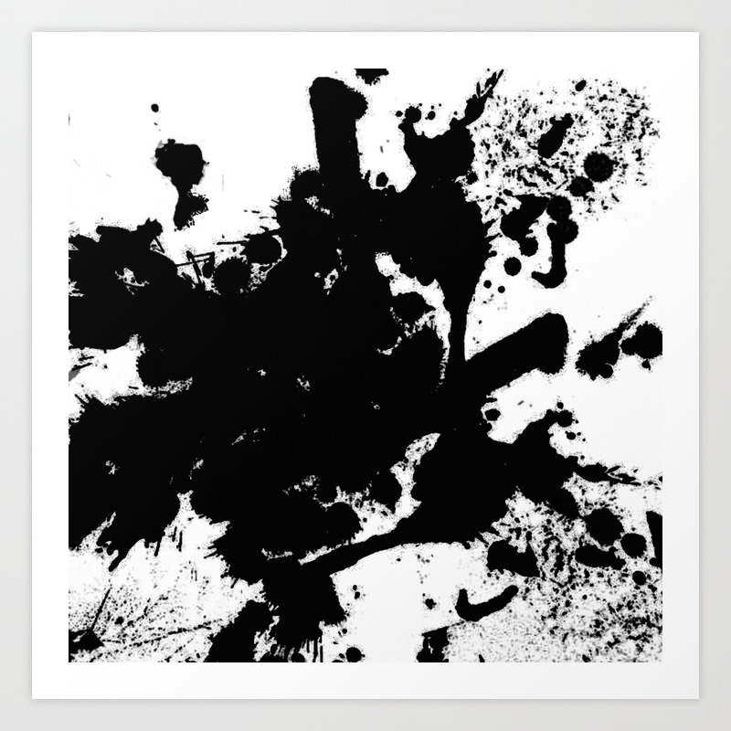Black And White Splat Abstract Black Paint Splatter Painting