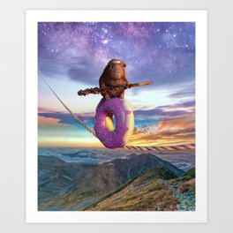 Guinea Pig On Donut Tightrope Art Print