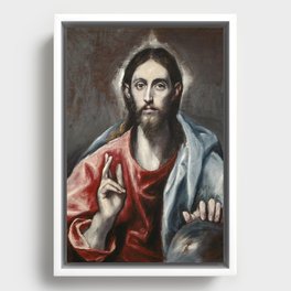 El Greco (Domenikos Theotokopoulos) "Christ Blessing ('The Saviour of the World')" Framed Canvas