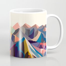 Mountains original Kaffeebecher | Mosaic, Graphicdesign, Hills, Curated, Colorful, Graphic, Landscape, Nature, Kaleidoscope, Illustration 