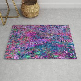 Abstract Psychedelic Rainbow Colors Foliage Garden Rug