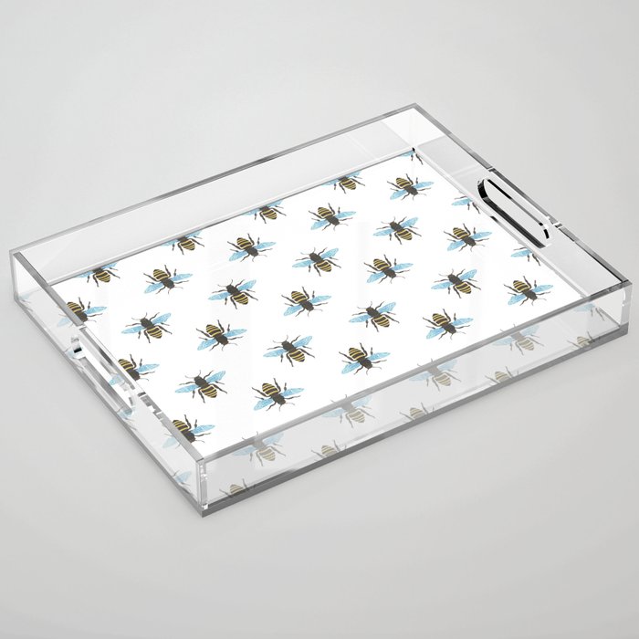 Watercolour Bee Pattern Acrylic Tray