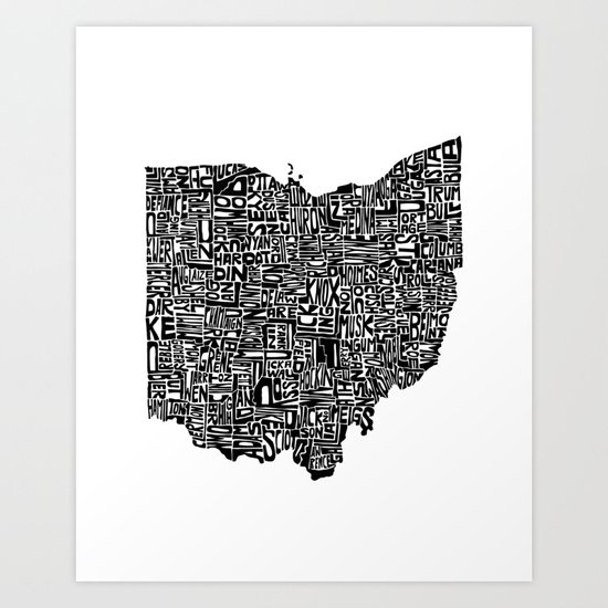 Typographic Ohio Art Print