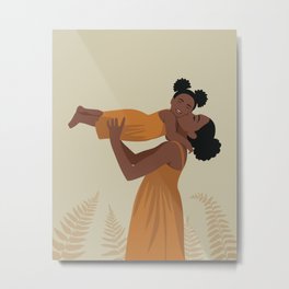 Black mother and daughter Metal Print | Beige, Graphicdesign, Giftfromdaughter, Momanddaughter, Afro, Africanamerican, Parents, Mom, Bohemian, Orange 