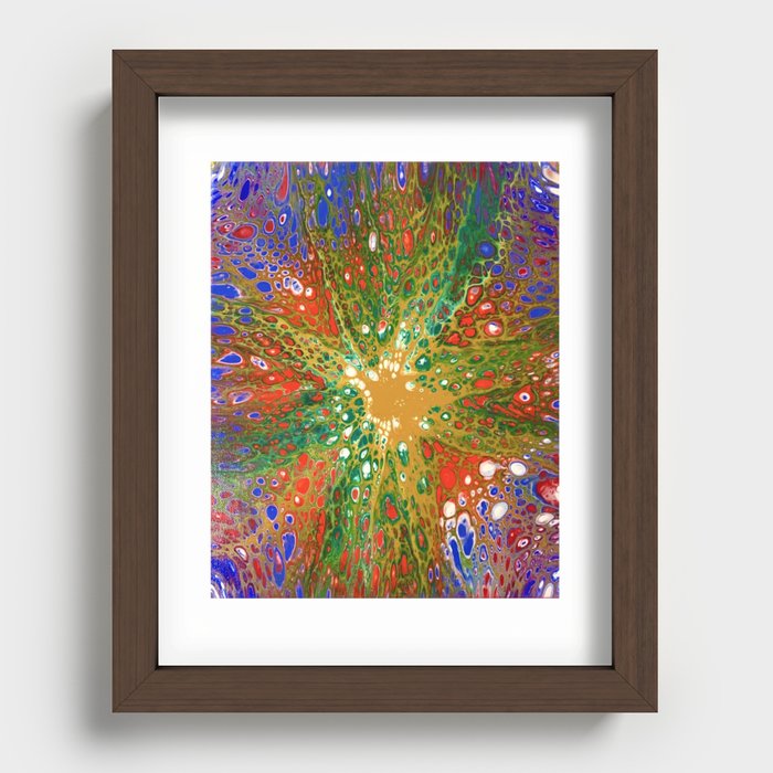 Ruptured Acrylic Fluid Art Paint Pour Recessed Framed Print