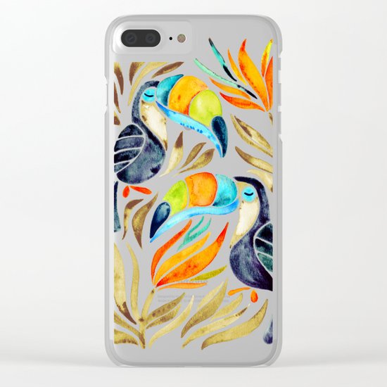 Tropical Toucans – Sepia Palette Clear iPhone Case