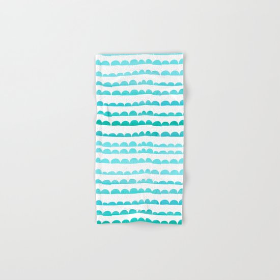 Handdrawn fun stripes pattern in turquoise on white background #Society6 Hand & Bath Towel