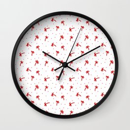 Red Doodle Palm Tree Pattern Wall Clock
