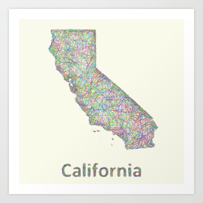California Map Art Print By Davidzydd Society6