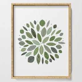 Mid-Century Green Leaves Serving Tray