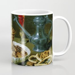 Clara Peeters Still Life with Flowers Goblet Dried Fruit & Pretzels Coffee Mug