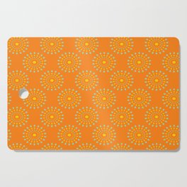 SPLASH RETRO ABSTRACT in YELLOW AND MINT GREEN ON ORANGE Cutting Board