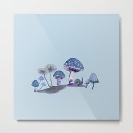 Blue Mushrooms Metal Print