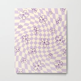 Purple Checker Flower Swirl Warp Metal Print | Lavender, Fun, Cool, Geometric, Purple, Summer, Checkerboard, Checker, Abstract, Checkered 