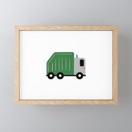 Green Garbage Truck for Nursery or Toddler Bedroom Art Framed Mini Art Print