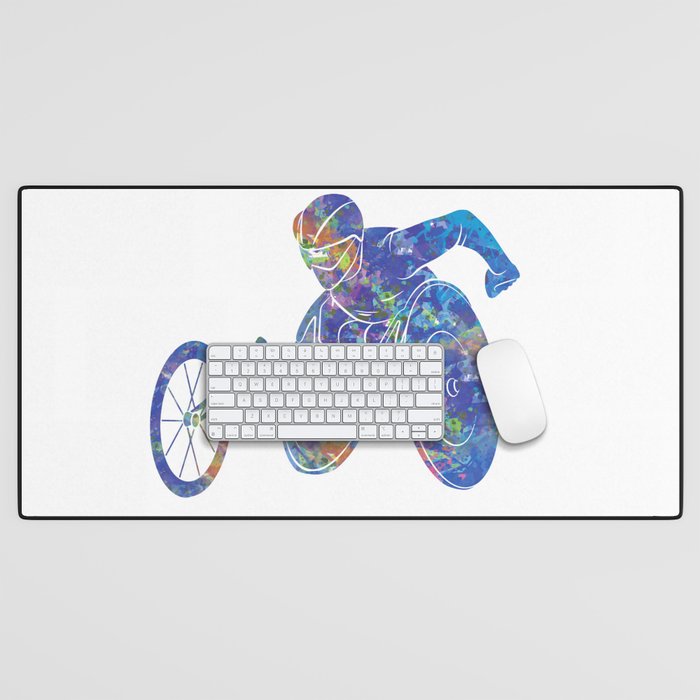 Watercolor wheelchair athlete Desk Mat