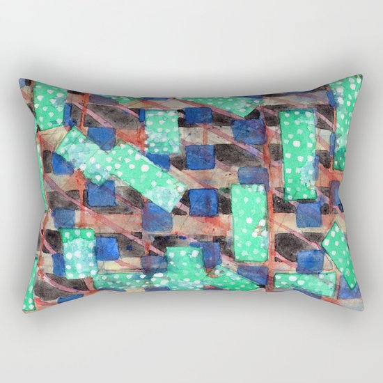 Dotted Green Rectangles on Top Pattern Rectangular Pillow