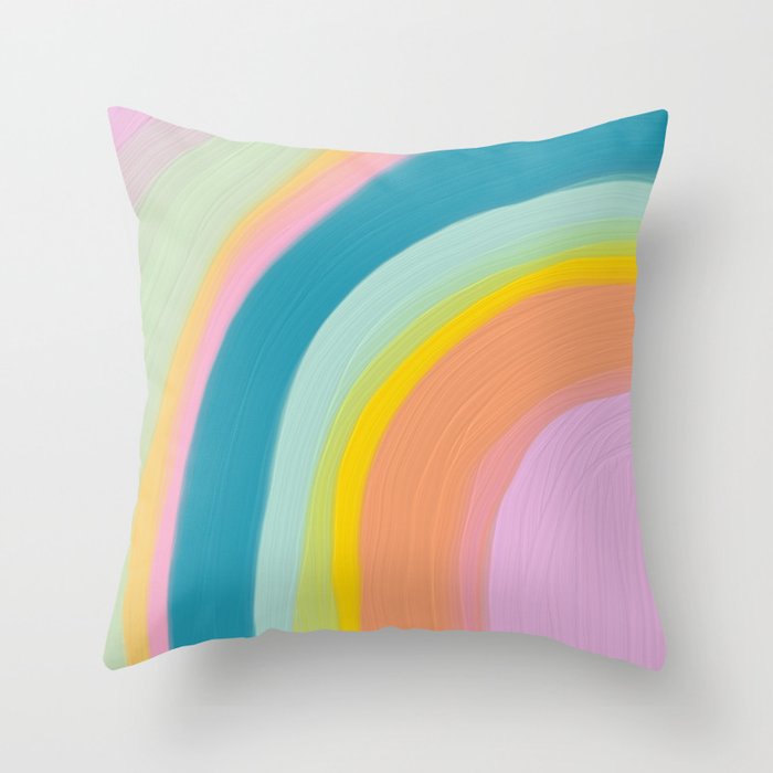 Painted Pastel Rainbow Throw Pillow
