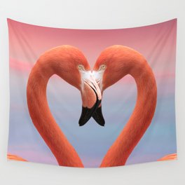 I Heart Flamingos Wall Tapestry