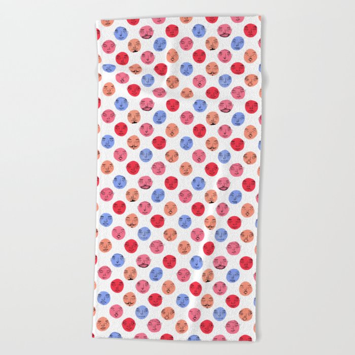Many Faces Pattern Beach Towel