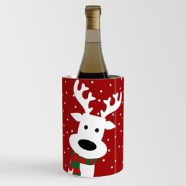 Reindeer in a snowy day (red) Wine Chiller
