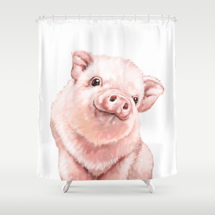 Pink Baby Pig Shower Curtain By Big, Pig Shower Curtain