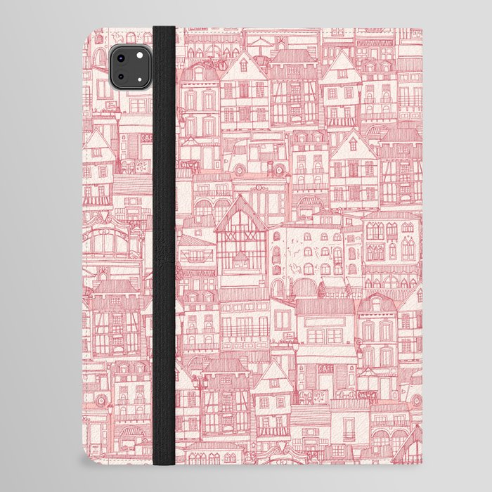 cafe buildings pink iPad Folio Case